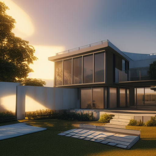 modern house at sunset